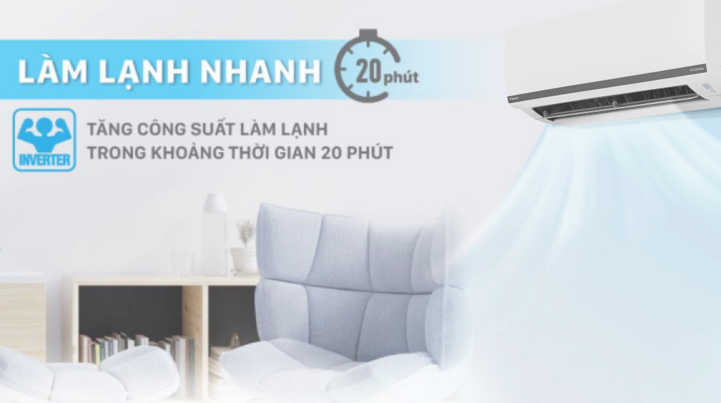 Máy lạnh Daikin Inverter 1 HP FTKB25WMVMV - Làm lạnh nhanh Poweful Máy lạnh Daikin Inverter 1 HP FTKB25WMVMV - Làm lạnh nhanh Poweful