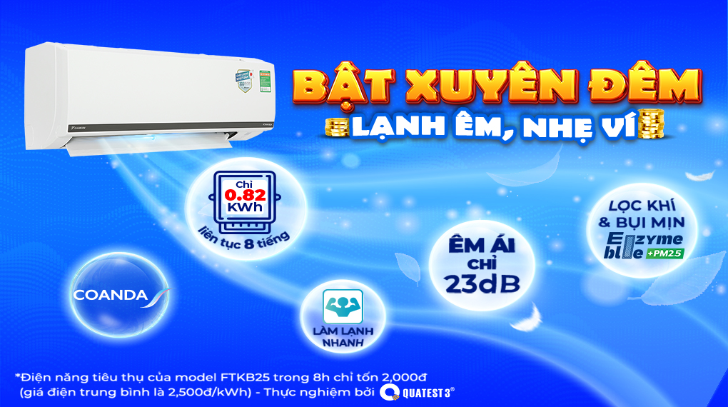 Máy lạnh Daikin Inverter 1 HP FTKB25WMVMV - Công nghệ tiết kiệm điện Máy lạnh Daikin Inverter 1 HP FTKB25WMVMV - Công nghệ tiết kiệm điện