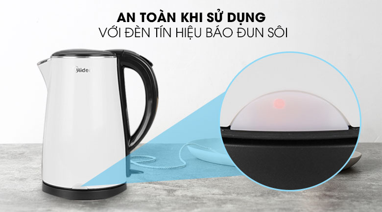 Đèn báo đun sôi - Ấm đun siêu tốc Midea 1.7 lít MK-17DS Đèn báo đun sôi - Ấm đun siêu tốc Midea 1.7 lít MK-17DS