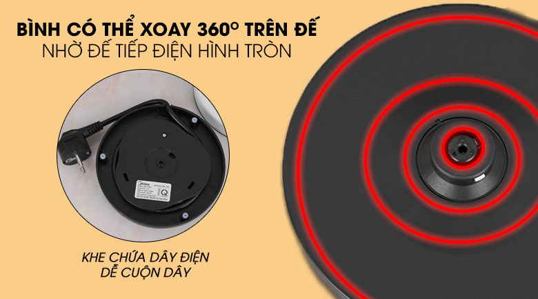 Đế tiếp điện Strix cao cấp - Ấm đun siêu tốc Midea 1.7 lít MK-17DS Đế tiếp điện Strix cao cấp - Ấm đun siêu tốc Midea 1.7 lít MK-17DS