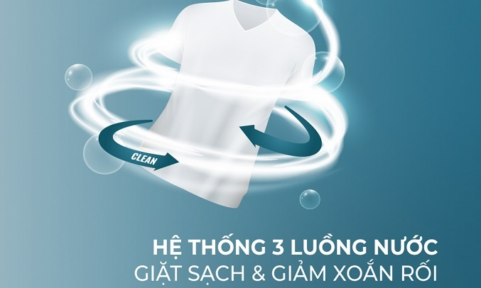 Máy giặt Casper 7.5 kg WT-75N70BGA - Hệ thống 3 luồng nước