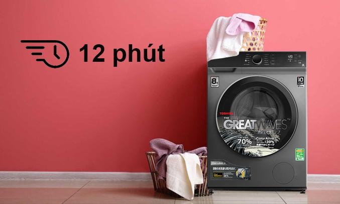 Máy giặt Toshiba Inverter 8.5 kg TW-BK95M4V(SK) - Chế độ giặt nhanh 12 phút