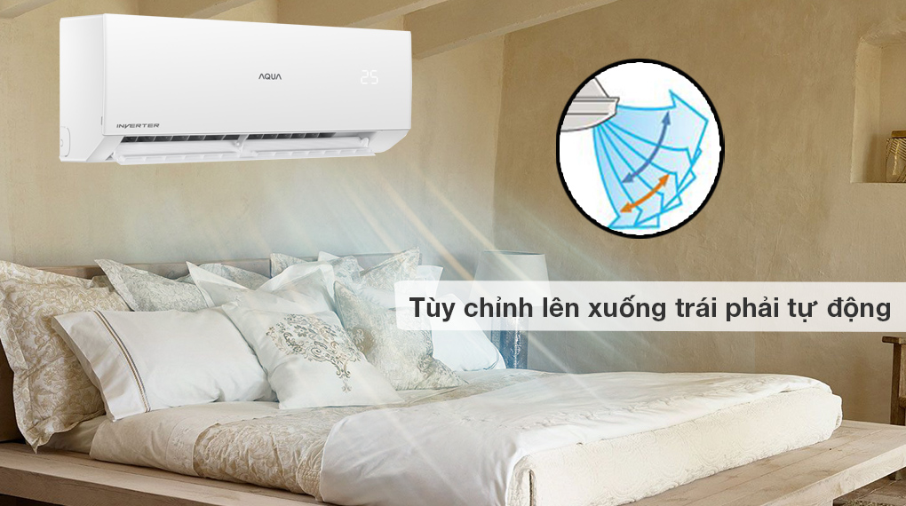 Điều hòa Aqua Inverter 18000 BTU AQA-RV18QA - Tùy chỉnh cánh đảo gió lên xuống trái phải tự động Điều hòa Aqua Inverter 18000 BTU AQA-RV18QA - Tùy chỉnh cánh đảo gió lên xuống trái phải tự động