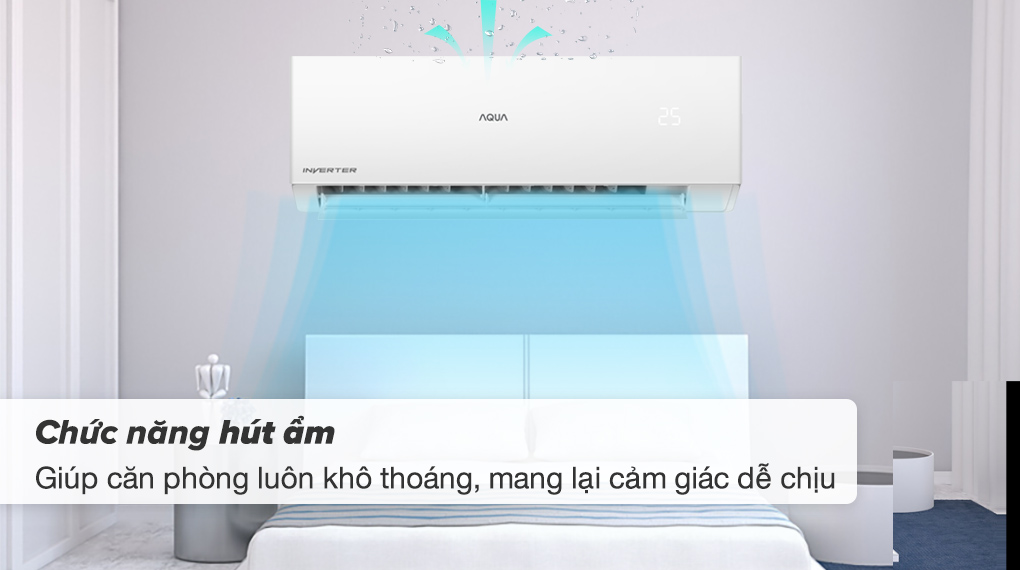 Điều hòa Aqua Inverter 18000 BTU AQA-RV18QA - Chức năng hút ẩm giúp căn phòng luôn khô ráo, mang lại sự thoải mái cho người dùng trong ngày trời ẩm ướt Điều hòa Aqua Inverter 18000 BTU AQA-RV18QA - Chức năng hút ẩm giúp căn phòng luôn khô ráo, mang lại sự thoải mái cho người dùng trong ngày trời ẩm ướt