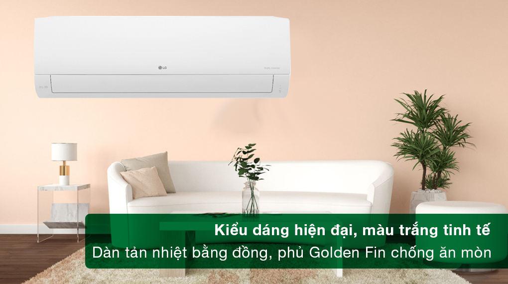 Máy lạnh LG Inverter 2 HP V18WIN - Kiểu dáng hiện đại, màu trắng tinh tế, dàn tản nhiệt bằng đồng và phủ lớp Golden Fin chống ăn mòn Máy lạnh LG Inverter 2 HP V18WIN - Kiểu dáng hiện đại, màu trắng tinh tế, dàn tản nhiệt bằng đồng và phủ lớp Golden Fin chống ăn mòn