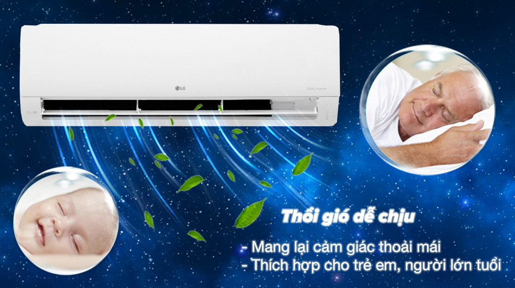 Máy lạnh LG Inverter 2.5 HP V24WIN - Trang bị chế độ thổi gió dễ chịu tạo cảm giác thoải mái, phù hợp cho trẻ em và người lớn tuổi Máy lạnh LG Inverter 2.5 HP V24WIN - Trang bị chế độ thổi gió dễ chịu tạo cảm giác thoải mái, phù hợp cho trẻ em và người lớn tuổi