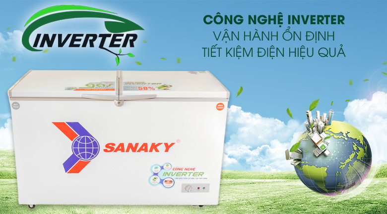 Công nghệ Inverter tiết kiệm điện, vận hành êm ái - Tủ đông Sanaky 280 lít VH-4099W3