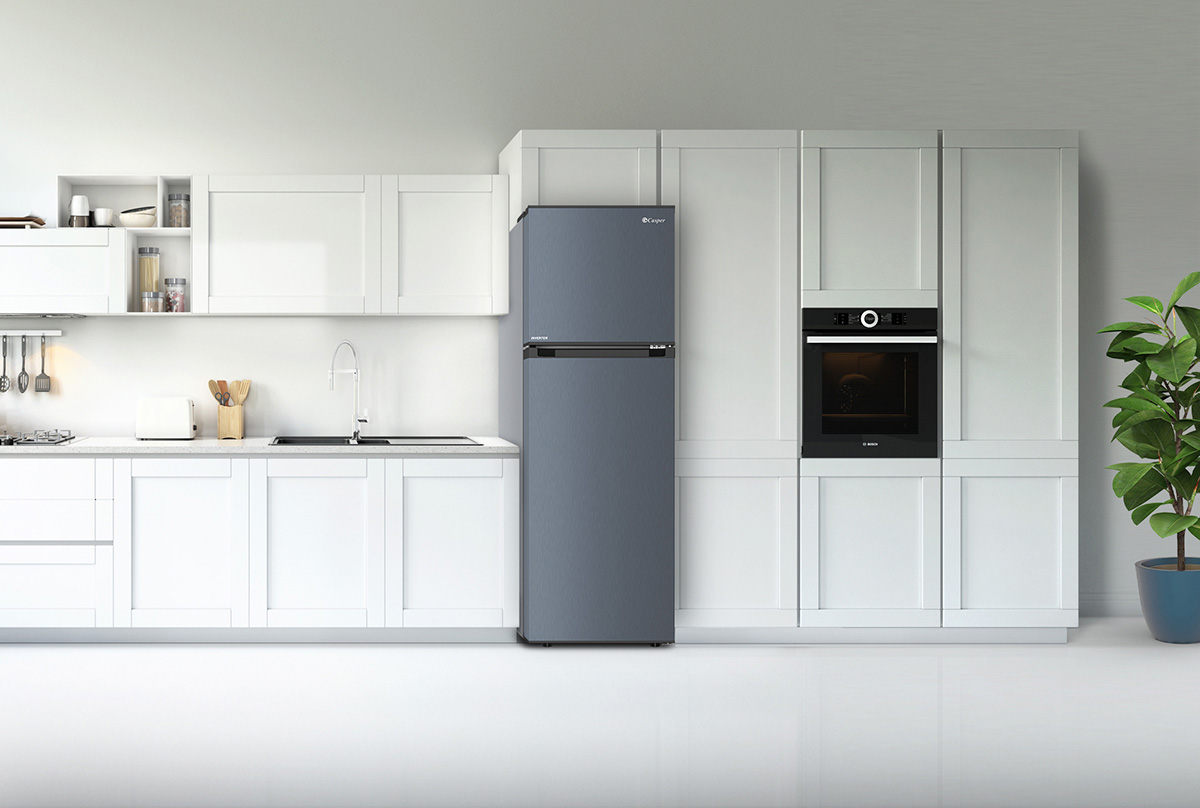 Thiết kế ngăn đá trên, gam màu ghi đậm tinh tế