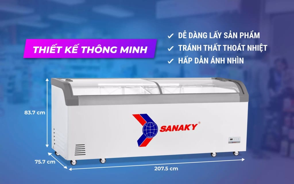 Thiết kế 1 ngăn đông 2 cánh kính để trưng bày sản phẩm