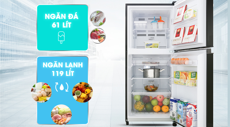 Tủ lạnh Toshiba Inverter 180 lít GR-B22VU UKG - Dung tích Tủ lạnh Toshiba Inverter 180 lít GR-B22VU UKG - Dung tích